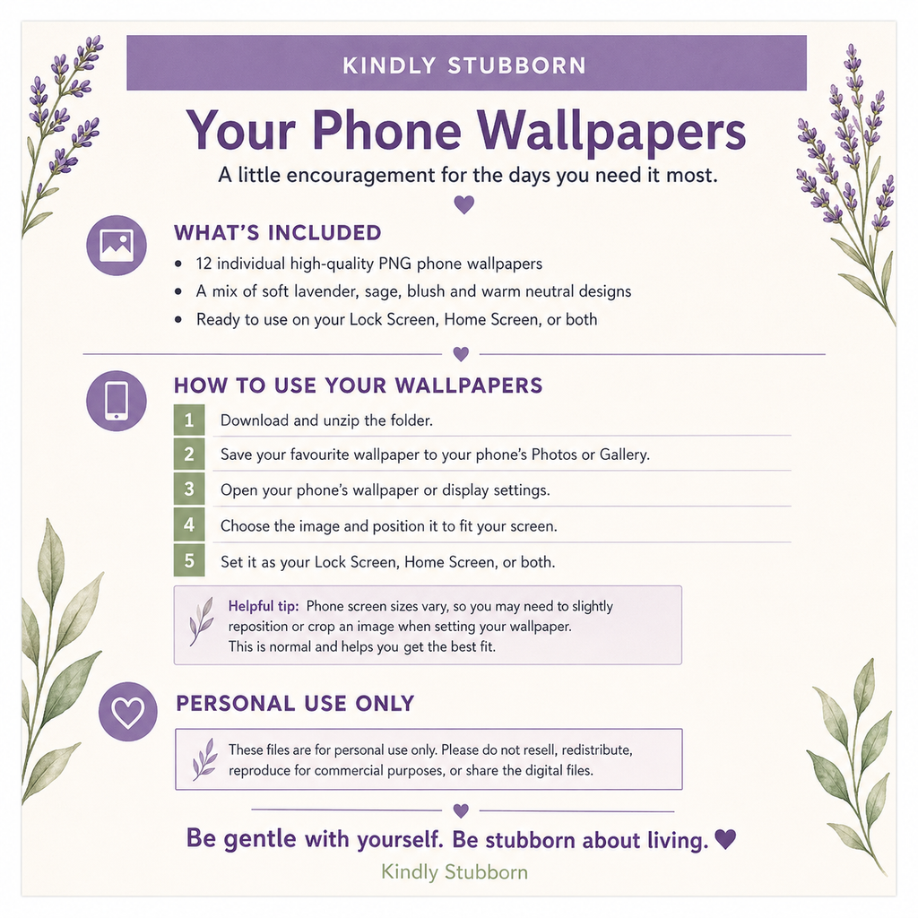 Kindly Stubborn Phone Wallpapers – 12 Gentle Reminders for Real-Life Days