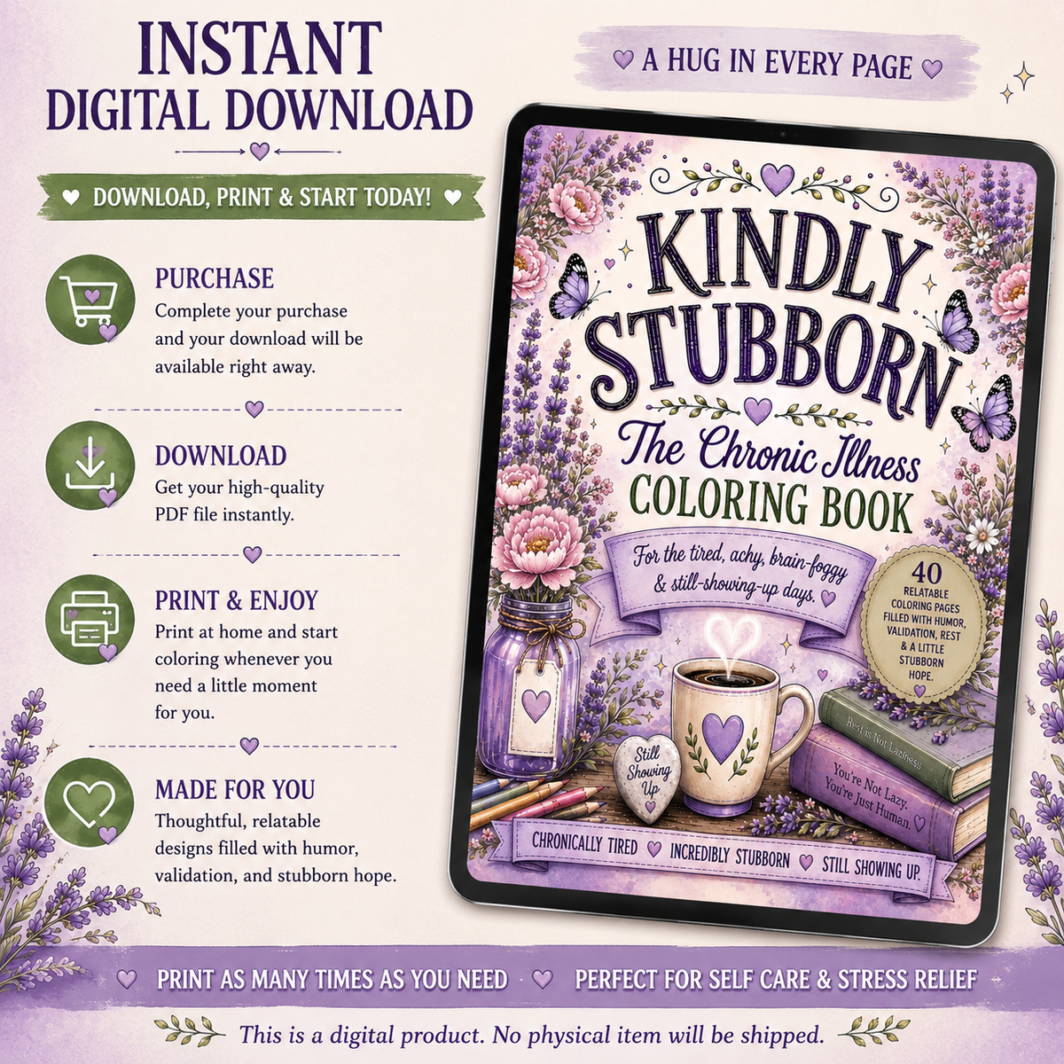 Kindly Stubborn: The Chronic Illness Coloring Book – Digital Download