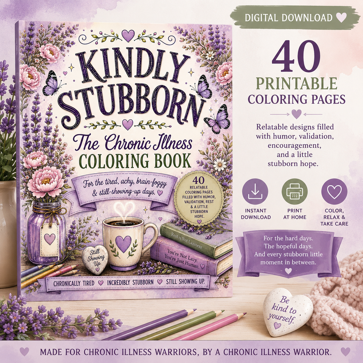 Kindly Stubborn: The Chronic Illness Coloring Book – Digital Download