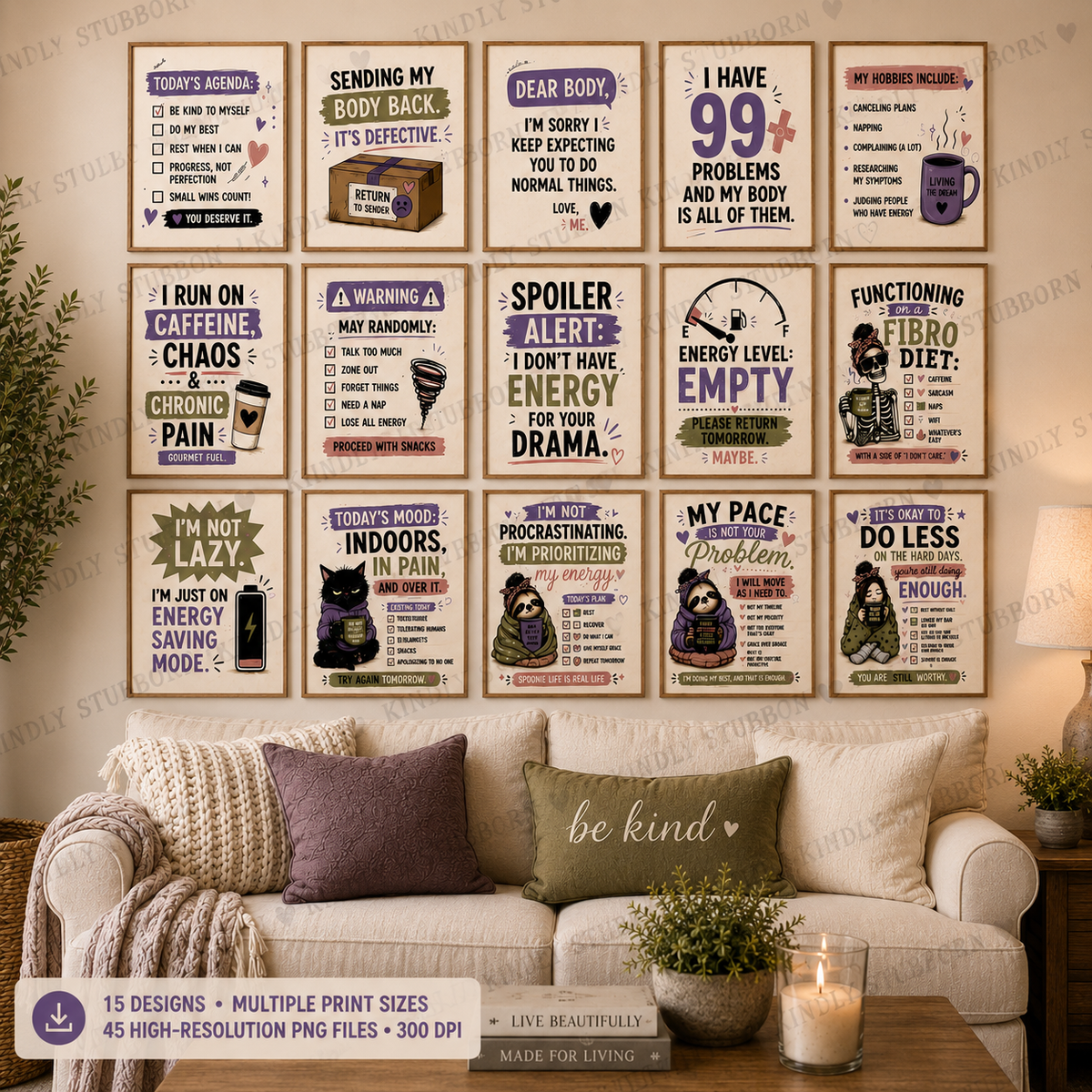 Chronic Illness Humor Printable Wall Art Bundle | 15 Designs | Multiple Sizes